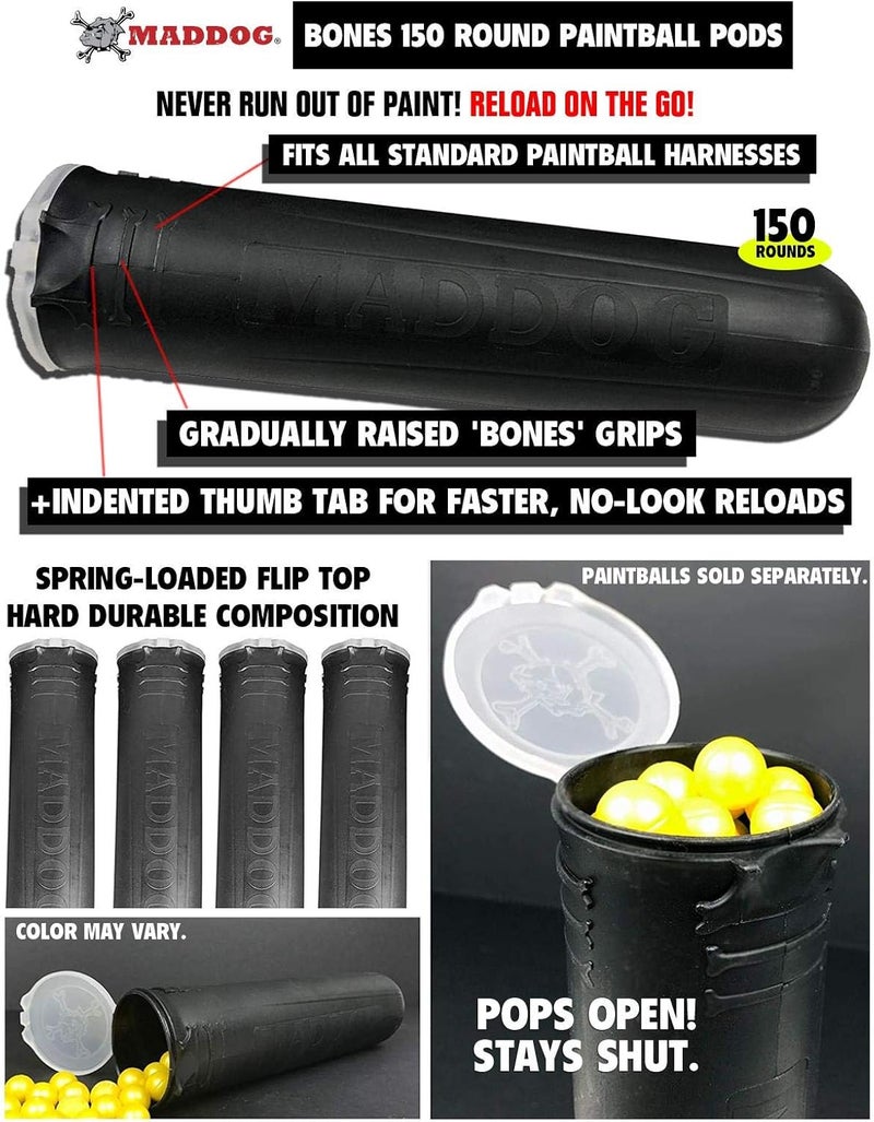 MAddog 4+1 Entry Level Paintball Harness Pod Pack Belt with HPA CO2 Tank Holder Pouch | Includes (4) Paintball Pods - Image 3